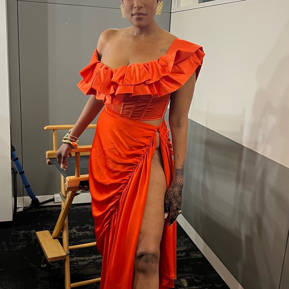 Vibrant One-Shoulder Orange Dress